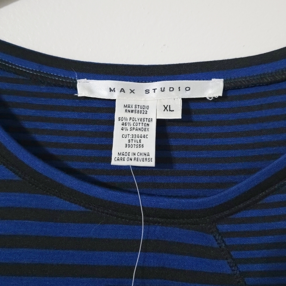 MAX STUDIO Nwt 3/4 Sleeve Royal Striped Pieced Bodycon Knee Length Dress, XL - Picture 4 of 13